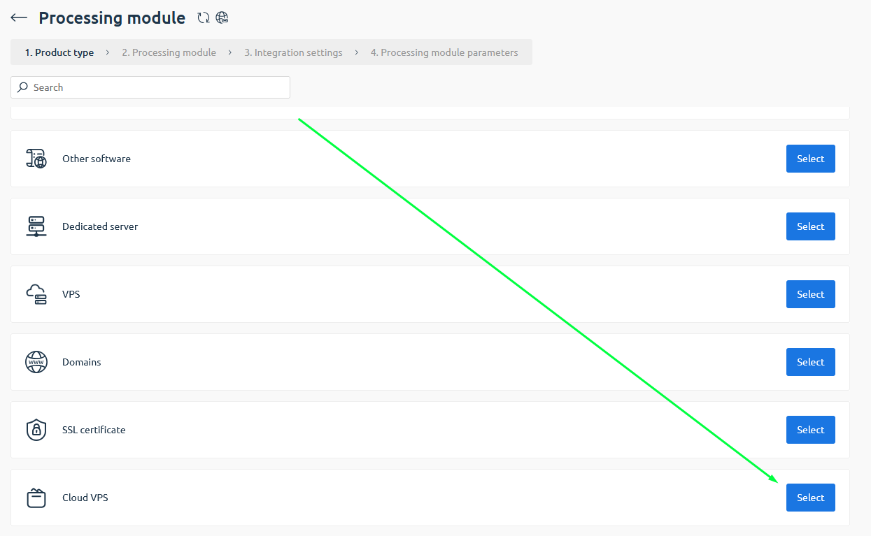 Product Type → Cloud VPS
